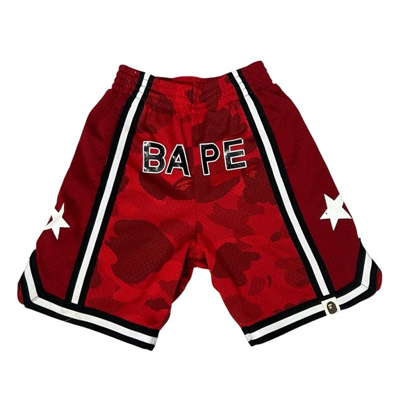 Bape Other - Bape Red Camo Kids Camo Basketball Shorts A Bathing Ape Sz 110 2-3 Year Olds